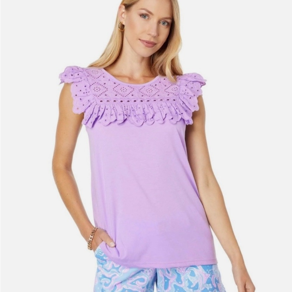 Lilly Pulitzer Lavender Ruffle Sleeve Women's Top